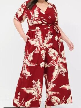 Lane Bryant Floral V-Neck Jumpsuit